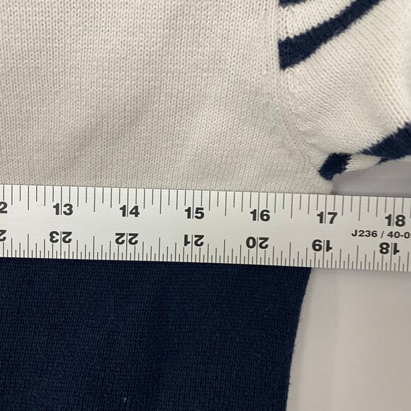 Tommy Hilfiger L (12-14) Navy Red Colorblock Sweater Logo Pullover Long Sleeve - Picture 10 of 10